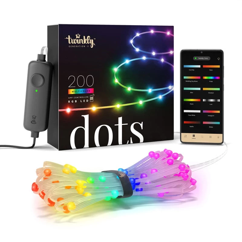 LED-Girlande Twinkly TWD200STP-TEU mehrfarbiger Innenstreifen, 5 cm Abstand, IP20, transparentes Kabel