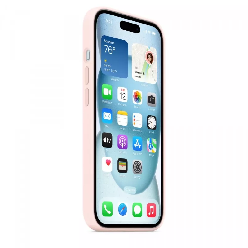 Silikonhülle mit MagSafe für iPhone 15 - Hellrosa
