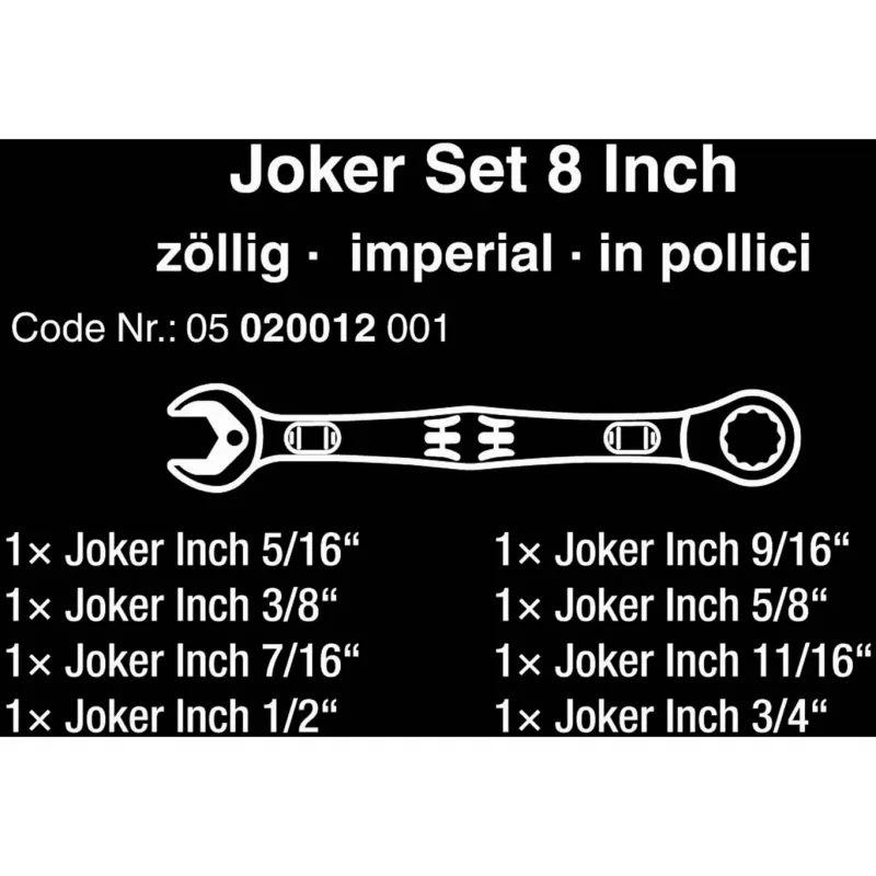 Wera 6000 Joker 8 Imperial Set 1 Maul- und Ringratschenschlüssel-Set, 8-teilig, zöllig, 05020012001