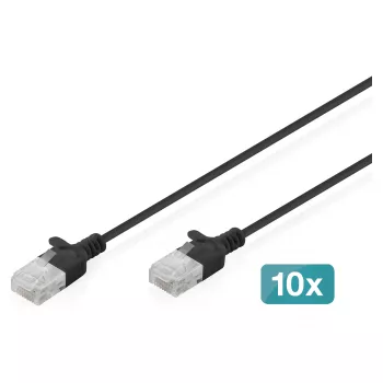 Patchkabel DIGITUS CAT 6 U-UTP schlank, 5 m, schwarz — 10er-Pack