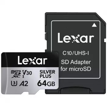 MicroSD-Karte Lexar 64 GB UHS-I Klasse 3 SILVER PLUS