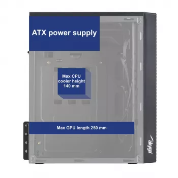 Akyga AK35BK Micro-ATX-PC-Gehäuse, Micro ATX / Flex ATX / Mini ITX, 2x USB 2.0, ohne Netzteil, schwarz