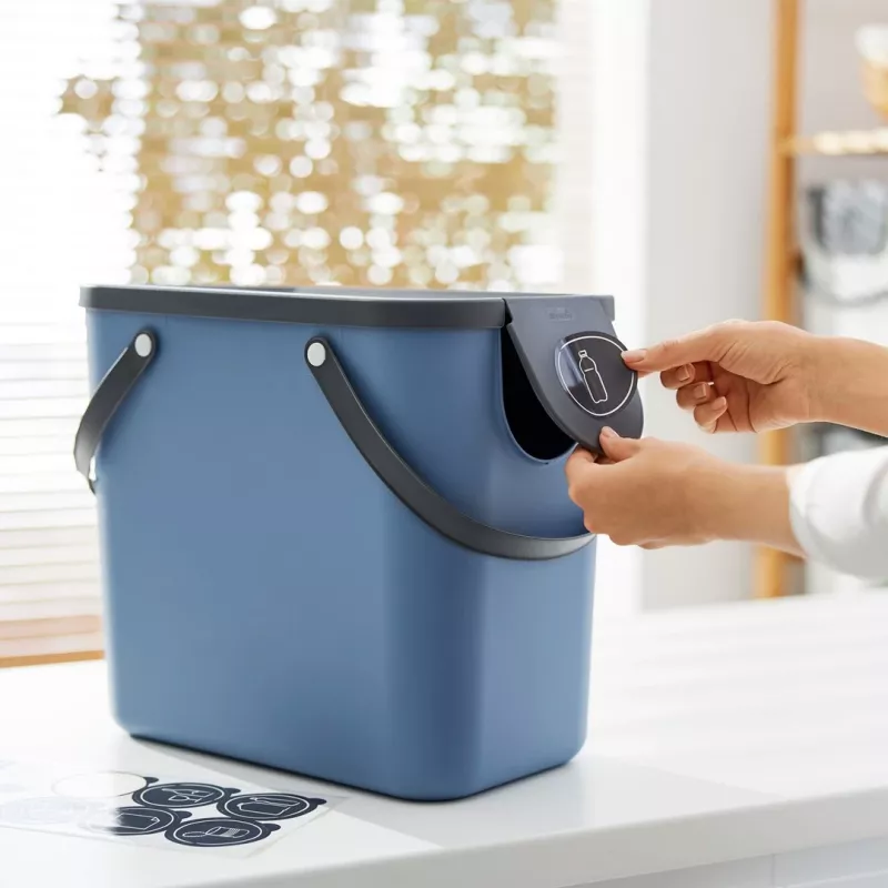 Rotho Albula Abfalltrennbehälter, 25 l, blau