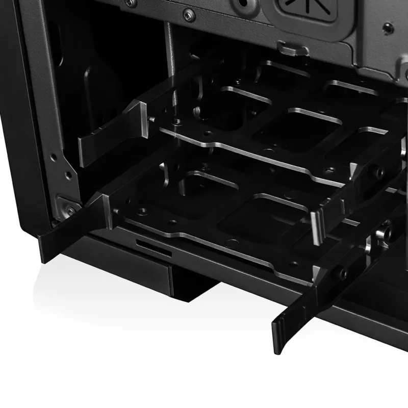 PC-Gehäuse MODECOM Oberon Pro Midi Tower — schwarz, unterstützt ATX/microATX/ITX, 7 Erweiterungsslots, bis zu 395 mm GPU, 5 HDD/3 SSD-Schächte