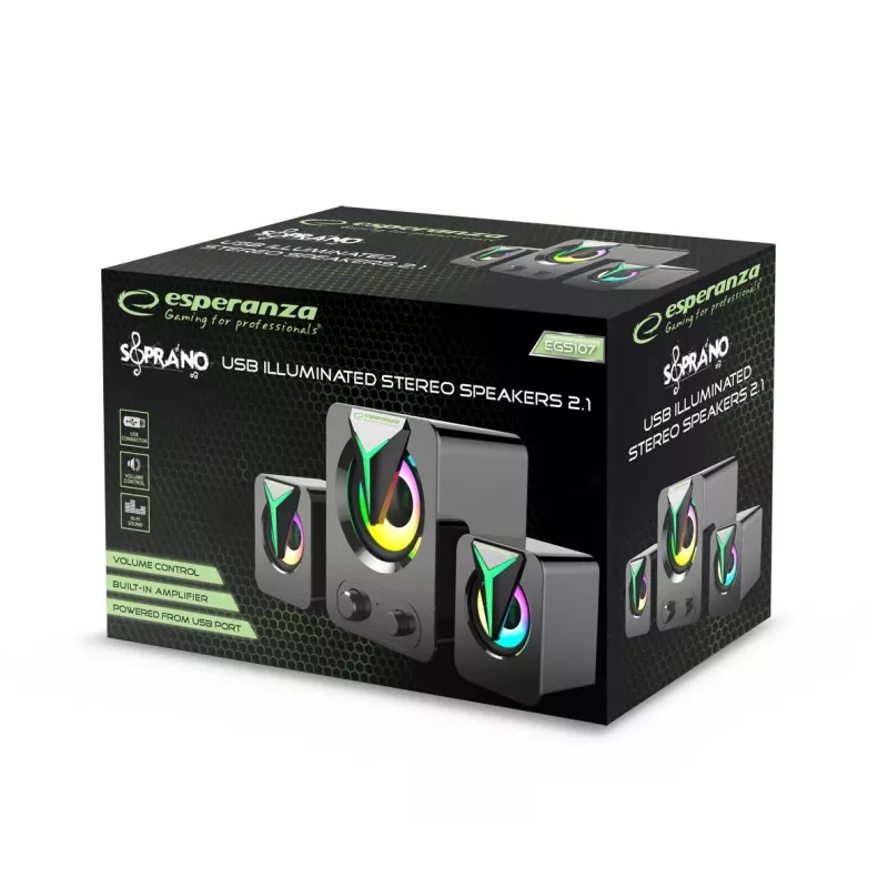 Esperanza EGS107 Lautsprecher 2.1 USB LED 5 W Schwarz