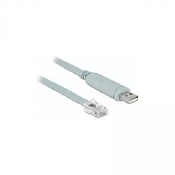 Delock 63308 USB-2.0-auf-RJ45-Seriell-Konsolen-Adapterkabel, FTDI FT232RL, 5 m, Grau