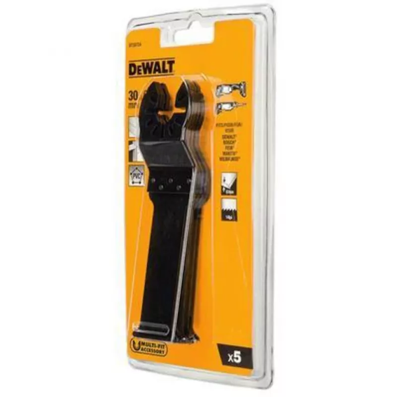 DEWALT DT20724-QZ Tauchsägeblätter für oszillierende Multi-Tools, 67 x 30 mm, HCS, für Hartholz, Kunststoff und Gipskarton, 5 Stück