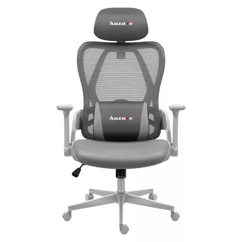 Gaming-Stuhl huzaro Combat 2.7 — ergonomischer Stoff-Gaming-Sessel, grau, Mesh-Rückenlehne, höhenverstellbar, Neigemechanismus, 120 kg max.