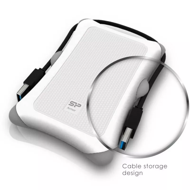 Externe HDD Silicon Power Armor A30 2 TB 2,5 Zoll USB 3.2 Gen 1, weiß, stoßfest, 256-Bit-AES