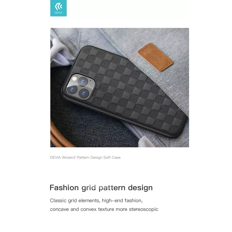 Schutzhülle Devia Woven2 für iPhone 11 Pro Max, gewebte Textur, schwarz