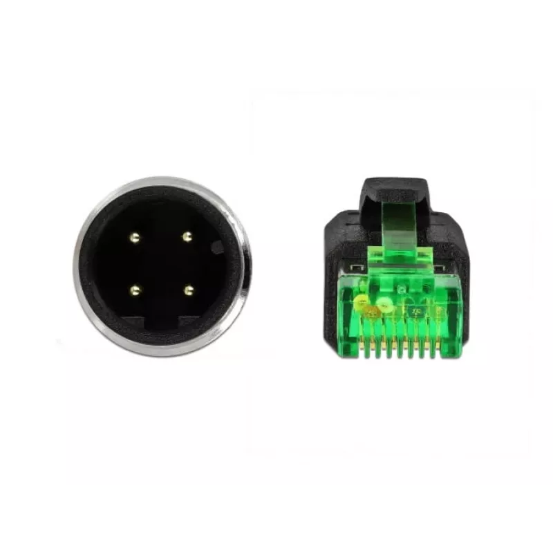 Delock Netzwerkkabel M12 4 Pin D-kodiert zu RJ45 Stecker, PVC, 2 m