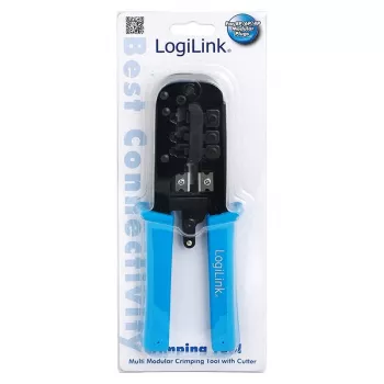LogiLink WZ0019 Multi-Modular-Crimpwerkzeug, 8P/6P/4P, Schwarz/Blau