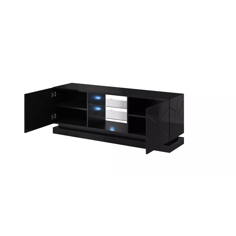 Cama Meble QIU 160 TV-Schrank, MDF, schwarz Hochglanz