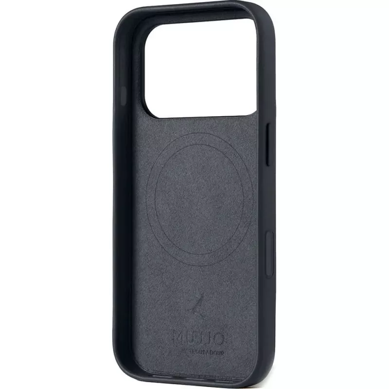 Mujjo Full Leather Case MagSafe Hülle für iPhone 17 Pro Grau