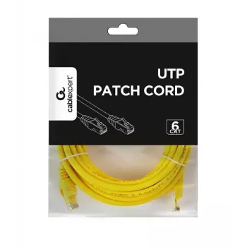 Netzwerkkabel GEMBIRD PP6U-5M/Y – Cat6 U/UTP, RJ-45 auf RJ-45, 5 m, gelb