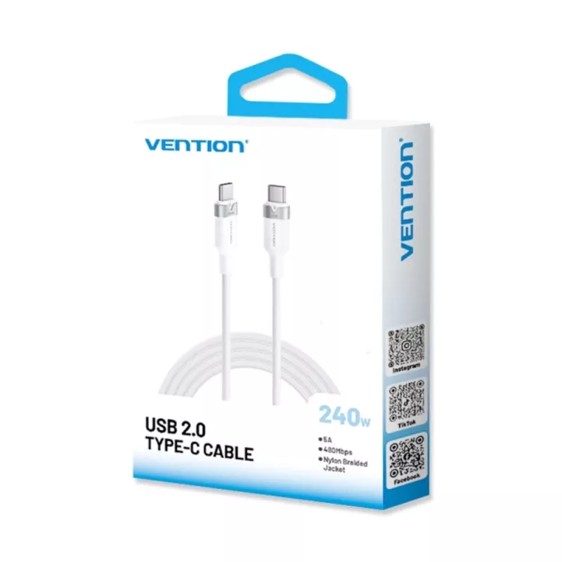 USB-C auf C 2.0 Vention PD 3.1 5A 240W 2m WH Kabel