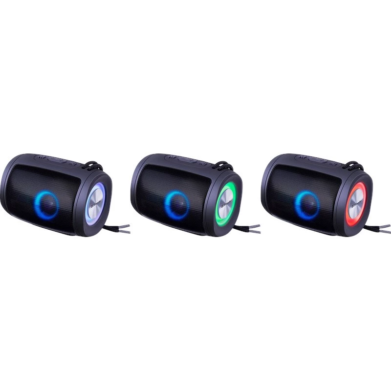 DEFENDER Enjoy S200 65200 tragbarer Bluetooth-Lautsprecher, TWS, 5 W, LED-Licht, FM, microSD, 10 Std. Akkulaufzeit, schwarz