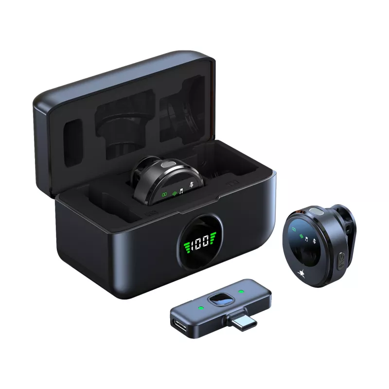 White Shark DSM-06 Tassa drahtloses Lavalier-Mikrofon, USB-C, Schwarz