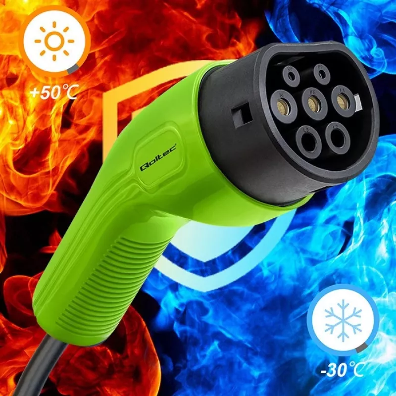 Qoltec 52473 EV-Kabel Typ 2 zum Laden von Fahrzeugen | 400V | 11kW | 16A | 5m