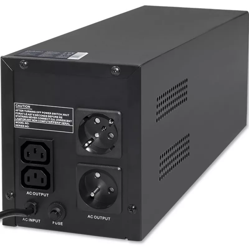 Qoltec Monolith 53775 Line-Interactive USV, 1200 VA (1,2 kVA) / 720 W, AVR, 4 AC-Steckdosen, schwarz