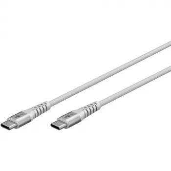 super-soft USB 2.0 geflochtenes Kabel, USB-C Stecker > USB-C Stecker (Weiß, 3 Meter)