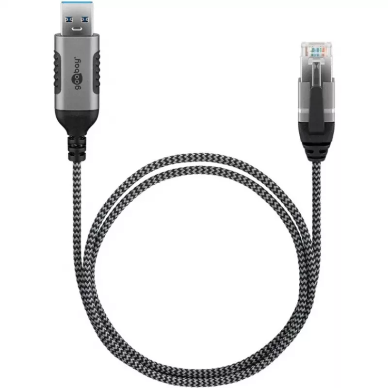 Goobay Ethernet-Kabel USB-A 3.0 auf RJ45 schlank 2 m – verbindet Router, Modem oder (74395)