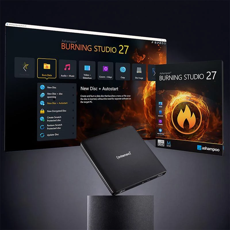 Intenso EOD 500BD Slim externer Blu-ray-Brenner, USB 3.2 Gen 1, Schwarz