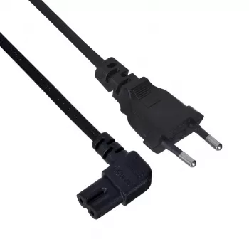 Netzkabel SAVIO CL-144, 3 m, gewinkelt 2-polig auf IEC Typ E Stecker, schwarz