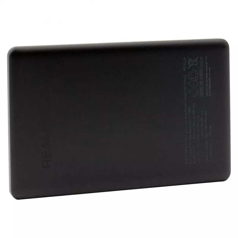 RealPower PB-5000 MAG Ultra Slim Powerbank 5000 mAh, kabelloses Laden, USB-C, 20 W, schwarz