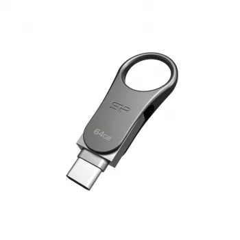 Silicon Power Mobile C80 USB-Stick 64 GB USB Type-A / USB Type-C 3.0 (3.1 Gen 1) Titanium