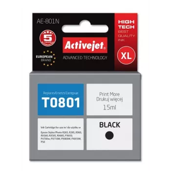 Activejet AE-801N Tinte, Ersatz für Epson T0801, Supreme, 15 ml, schwarz