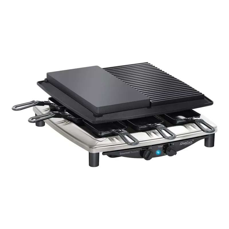 Steba RC 4 Plus Deluxe Chrome Raclette-Grill, Edelstahl/Schwarz