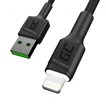 Lightning-auf-USB-A-Kabel Green Cell KABGC12, 2 m, Lightning – USB A, Schwarz