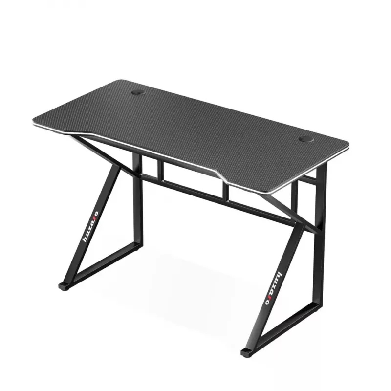 Gaming-Schreibtisch huzaro Hero 1.6 Schwarz — gerader Tisch aus MDF/Carbon 1200×600×750 mm, Metallgestell