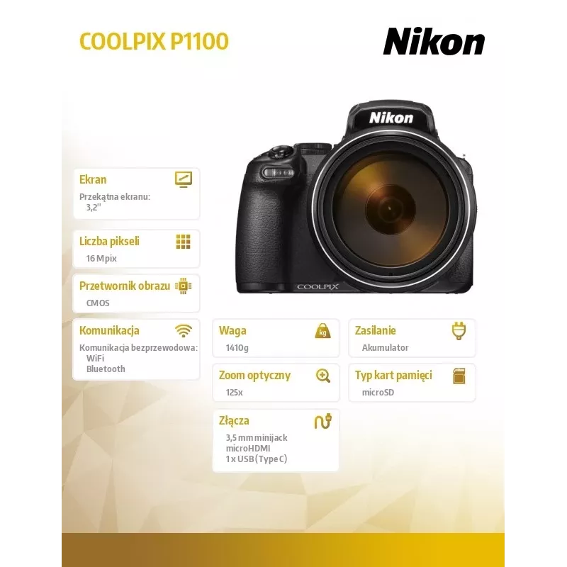 Kompaktkamera Nikon COOLPIX P1100 16 MP CMOS 4K Ultra HD Schwarz