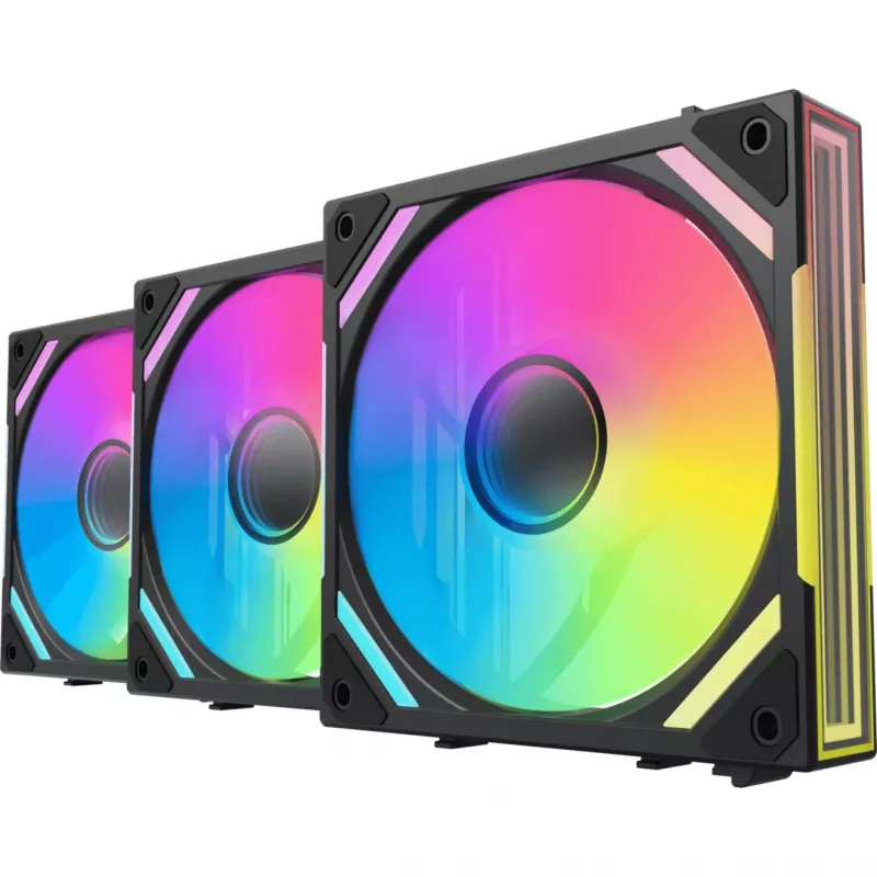 Alpenföhn 84000000228 Wing Boost 4 PWM RGB Gehäuselüfter, 120 mm, 500–1800 U/min, 3er-Pack, schwarz