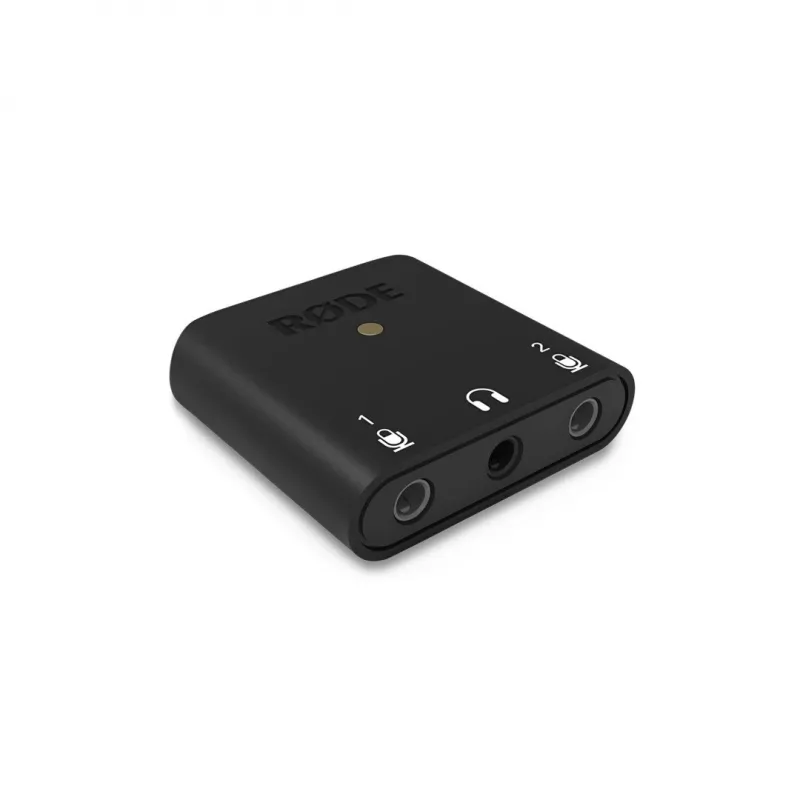 RØDE AI-Micro mobiles Audio-Interface, 2x 3,5-mm-TRS/TRRS-Eingänge, 3,5-mm-Kopfhörerausgang, USB-C, schwarz