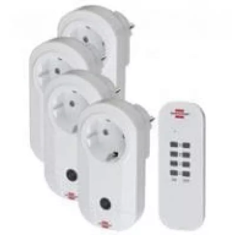 Brennenstuhl Comfort-Line RC CE1 4001 Funkschalt-Set, 4 Schaltsteckdosen mit Fernbedienung, Weiß