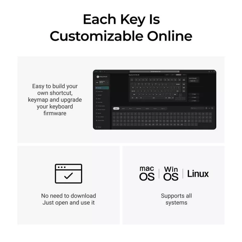 Mechanische Tastatur Keychron Q1 Ultra 8K — 75% Layout, USB + RF Wireless + Bluetooth, RGB, Schwarz