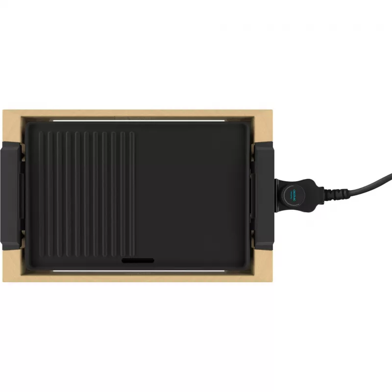 Elektrischer Grill CECOTEC Tasty&Grill 2000 Bamboo Schwarz — Modell 3058, kompakter Tischgrill