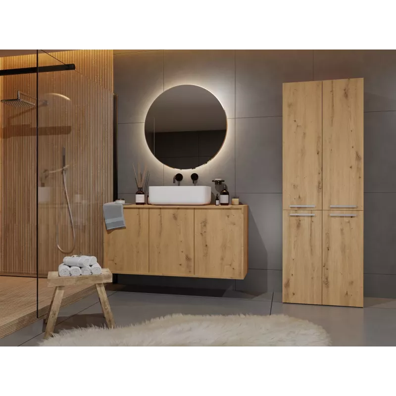 Top E Shop NEL 2K DD ART KPL Badezimmer-Aufbewahrungsschrank, Eiche