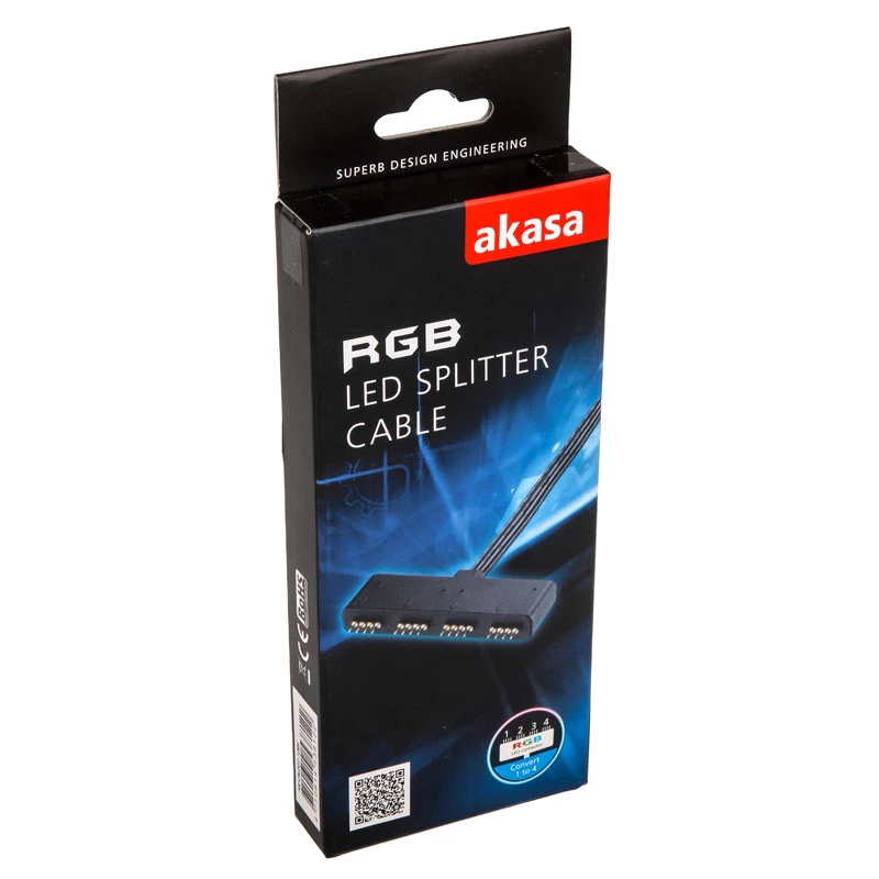 Akasa AK-CBLD02-10BK RGB-LED-Splitterkabel, 4-polig, 10 cm, schwarz