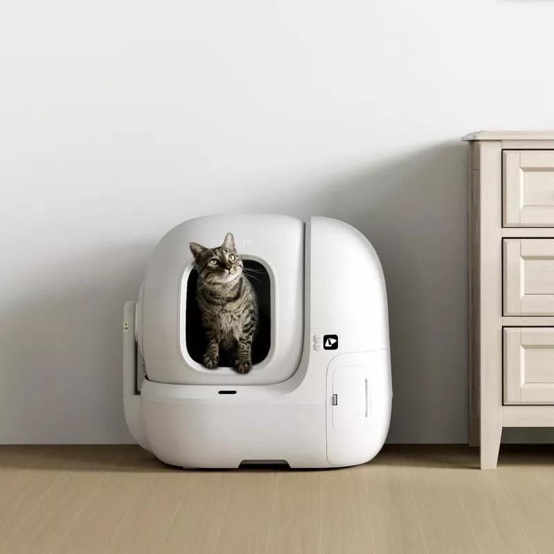 Offene Katzenkloschale PETKIT Purobot Max Pro — Weiß, 657×538×603 mm, 12-V-Adapter
