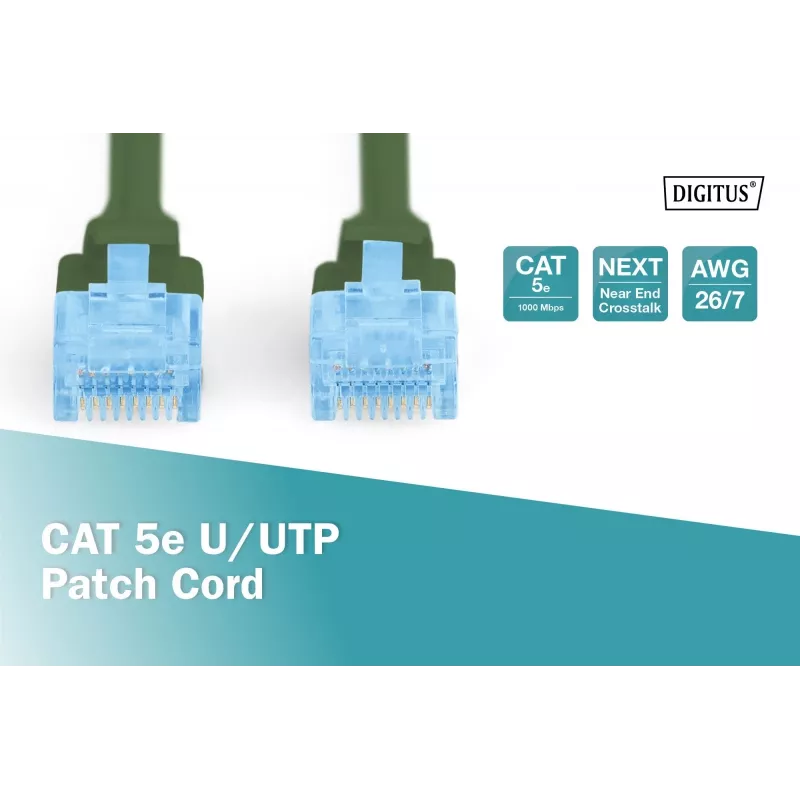 Netzwerk-Patchkabel DIGITUS CAT5e U/UTP, 3 m, RJ-45 auf RJ-45, grün