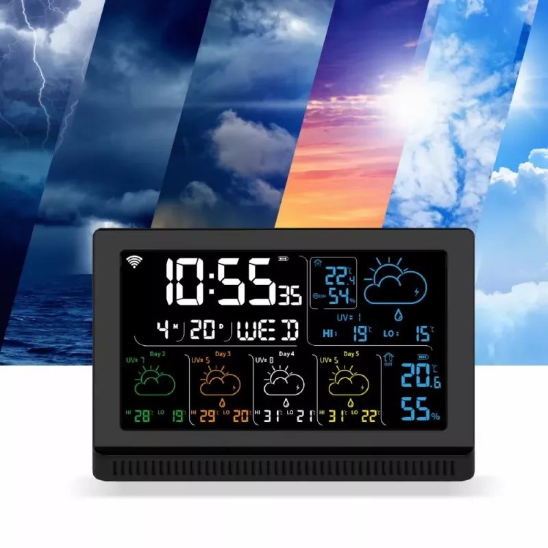 Manta MTO200B Windy Smart Wetterstation mit Außensensor, Wi-Fi, Schwarz