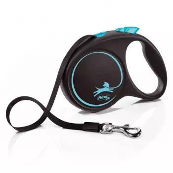Rollleine Flexi flexi Black Design M — 5 m Länge, Bandausführung, max. Belastung 25 kg, ergonomischer Griff