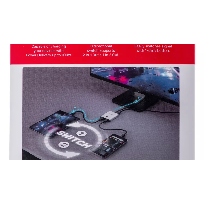 Unitek D1078A bidirektionaler USB-C 4K Umschalter, 2 auf 1