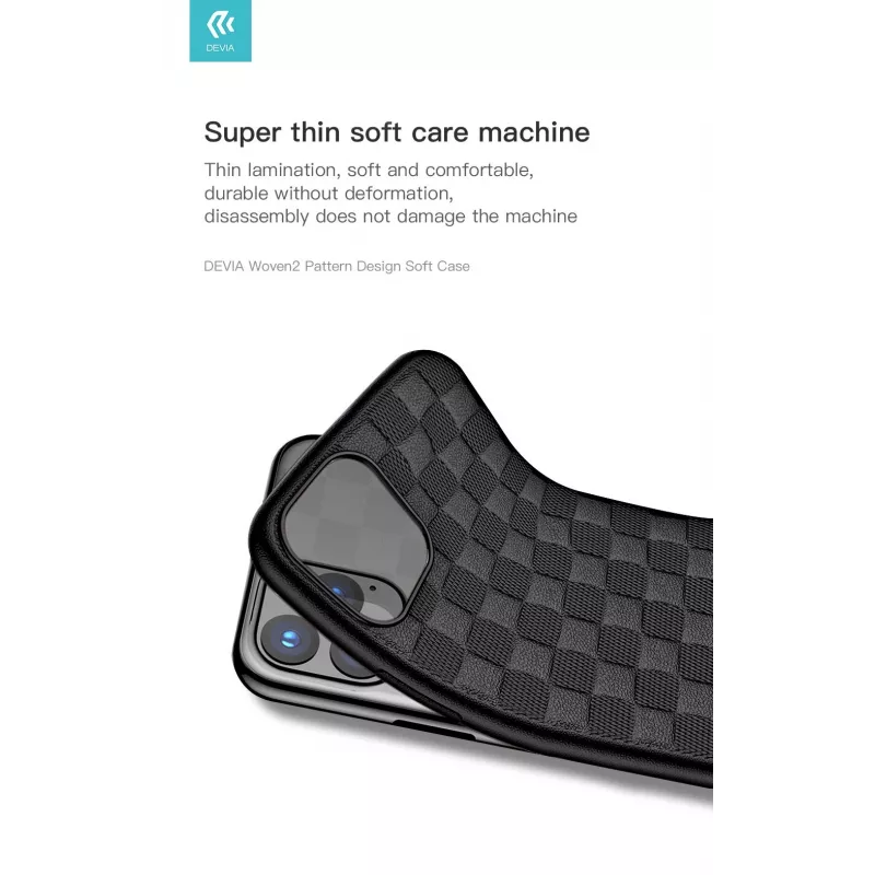 Soft Case Devia Woven2 für iPhone 11 Pro Max – rote gemusterte Textiloberfläche
