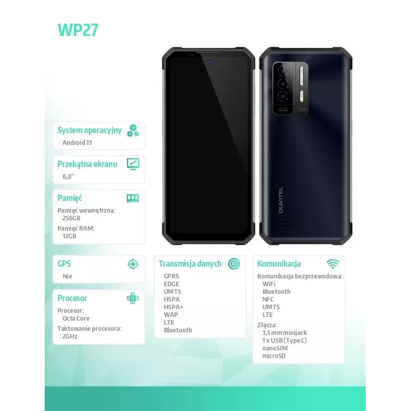 Smartphone Oukitel WP27 6,78 Zoll 12 GB/256 GB Schwarz