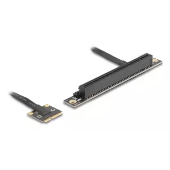 Delock Adapter Mini PCIe Stecker auf PCIe 3.0 x16 Slot, 90 Grad abgewinkelt, mit Kabel